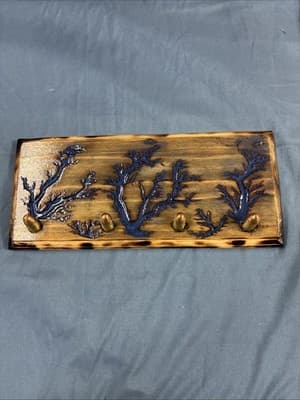 High Voltage Wood Art, Electrocuted Burned Wall Hangers Coat Or Key Holder