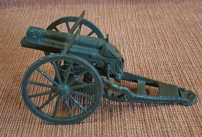 Vintage Metal Toy Artillery Cannon Green Collectible Boys & Girls