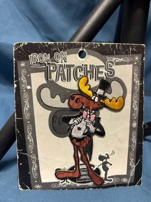 Bullwinkle Moose Rocky & Bullwinkle Classic Cartoon Iron On Patch Rare