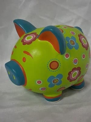 Brightly Colored Polka Dot And Flower Piggie Bank