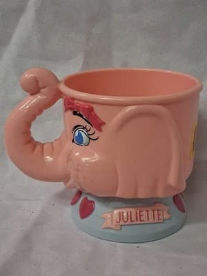 Vtg Ringling Bros Barnum & Bailey Circus Juliette Pink Elephant Plastic Mug Cup
