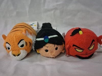 Lot Of 3 Disney Aladdin Tsum Tsum 3.5” Mini Plush Evil G Rajah Princess Jasmine