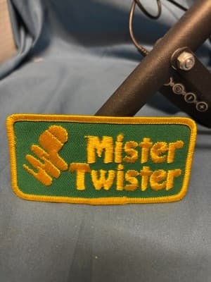 Mister Twister Fishing Lures Fish Bait Yellow Green 4” long Embroidered Patch