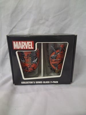 Marvel Comics Deadpool Collectors series Glass 2 pack New old stock 16oz MISB