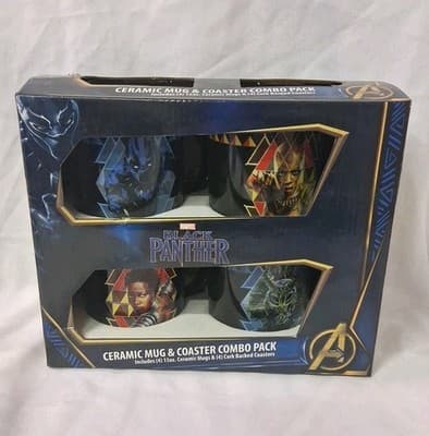 Marvel Comics Collector Series Black Panther Mug & Coaster 4 Pack Set Rare NEW