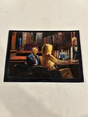 Unique People At Bar Original Fantasy Art Drawing Sketch Artist Signed TONY