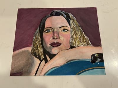 Vtg Rare Original Woman Portrait Fantasy Art Drawing Sketch Etching