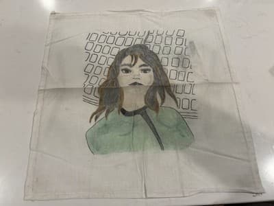 Rare Cloth Original Fantasy Art Drawing Sketch Nice Piece