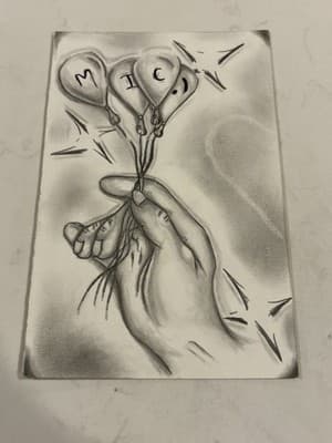 Rare Orig Print π In Hand Fantasy Art Drawing Sketch Artist Signed Piece