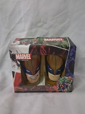 2 Marvel Comics X-men Wolverine Tumblers 16 oz Drinking Glasses Collectible New