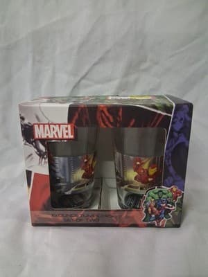 Marvel Heroes Ironman Set Of Two (2) 16oz Glass Tumblers Pint Glasses NEW