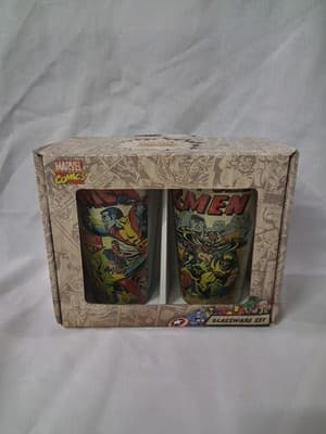 Marvel X-Men Decorated Pint Glass Set of 2, 16 fl oz, Comic Book Heroes