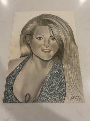 Vtg Woman Sexy Portrait Rare Original Sexy Fantasy Art Drawing Sketch Artist Sig