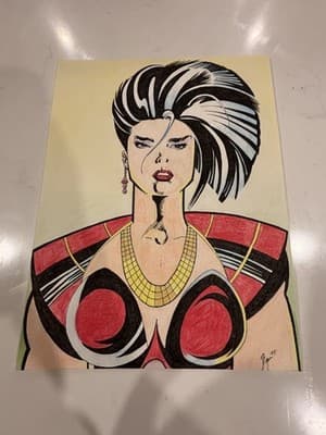 1998 Rare Original Sexy Fantasy Art Drawing Sketch Artist Signed