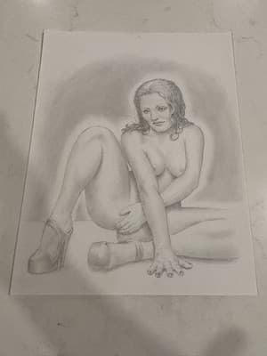 Rare Original Woman Erotic Sexy Fantasy Art Drawing Sketch Artist Signed 2001