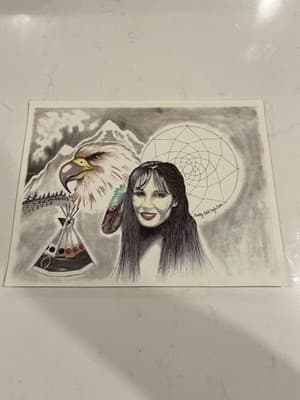 Rare Original Sexy Fantasy Art Drawing Sketch Artist Signed Eagle Tribal.