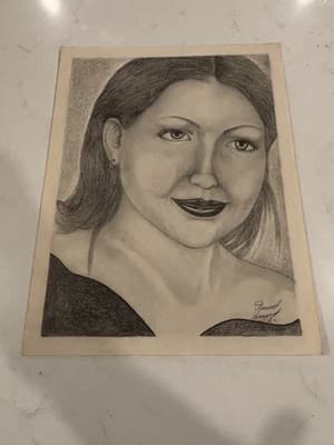 Vtg Rare Original Woman Portrait Fantasy Art Drawing Sketch Artist Signed 2002