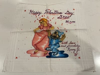 Valentine's Rare Cloth Original Fantasy Art Drawing Sketch Artist Signed