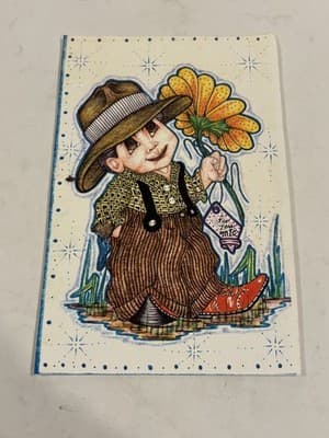 Rare Original Boy With Flower πΌ Fantasy Art Drawing Sketch Artist Print