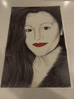 Portrait Vtg Rare Sexy Woman Lipstick Original Fantasy Art Drawing Sketch