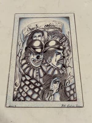 π₯ Smile Now Cry Later Original Sexy Fantasy Art Drawing Sketch Artist Signed