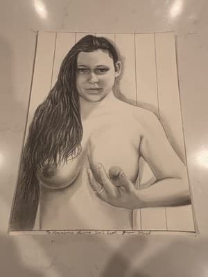 Model Rare Original Sexy Fantasy Art Drawing Sketch Artist Signed