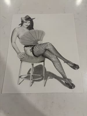 Sexy Woman Fishnets Hat π Fantasy Art Drawing Sketch Artist Signed Piece