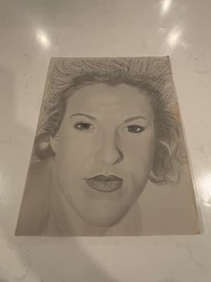 Rare Original Facial Portrait Fantasy Art Drawing Sketch Signed To Laurie - Jay