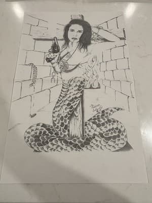 Rare Original Sexy Fantasy Mermaid π§β Art Drawing Sketch Artist Signed By Gould