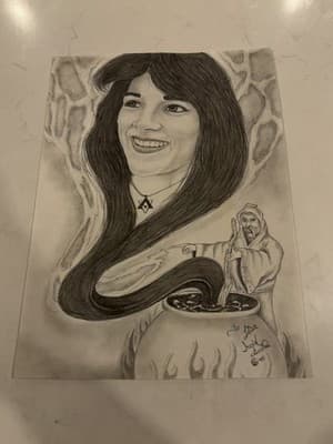 Rare Original Sexy Fantasy Art Drawing Sketch Artist Signed To Lisa - Gould