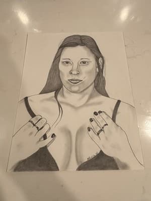 Original Sexy Fantasy Art Drawing Sketch Artist Signed 2000
