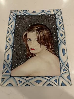 Rare Original Sexy Redhead Fantasy Art Drawing Sketch Artist Signed Tracy