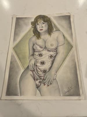 Lingerie Woman Sexy Fantasy Art Drawing Sketch Artist Signed Gould
