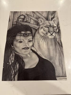 Fantasy Art Drawing Sketch Artist Woman With Lion Portrait 🦁