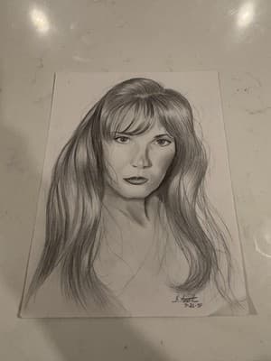 Original Sexy Fantasy Portrait Art Drawing Sketch Artist Signed K Arnell 1998