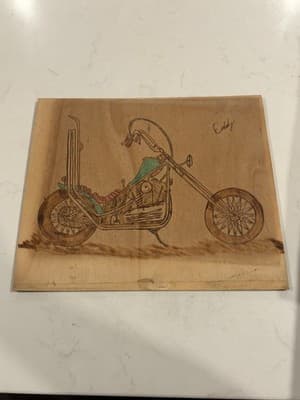 Rare Motorcycle Fantasy Art Drawing Sketch Artist Signed