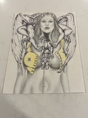 Unique Original Sexy Fantasy Art Drawing Sketch Ripped Chest Demons 🔥