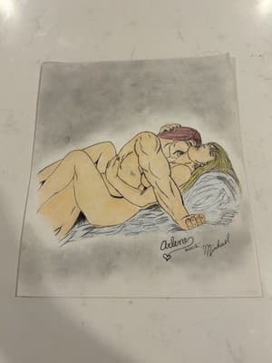 Rare Original Sexy Erotic Fantasy Art Drawing Sketch Artist Arlene ❤️ 2000
