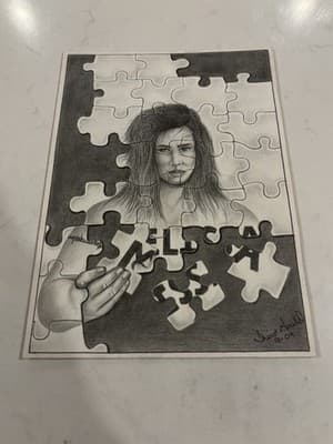 Rare Puzzle Woman Original Sexy Fantasy Art Drawing Sketch Artist Signed