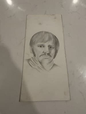 Rare Original Face Portrait Fantasy Art Drawing Sketch