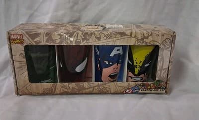 Marvel Comics 16 oz Pint Glasses Hulk, Iron Man, Spiderman and Captain America.