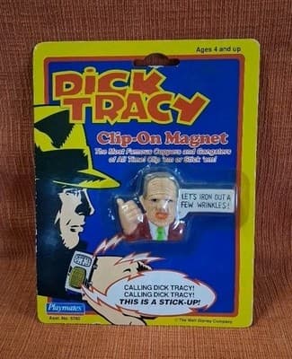 Dick Tracy 1990 Pruneface Clip-On Magnet Playmates Toys NIP Disney NIB