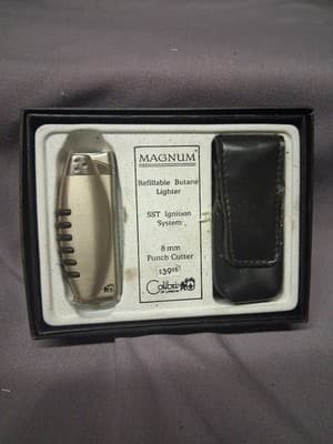 New Calibri of London Chancellor Butane Cigarette Lighter Blk & Chrome Magnum