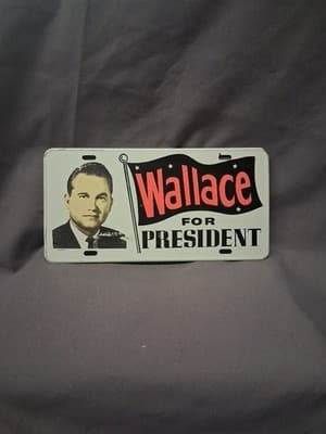 Vintage 60's's George Wallace For President Metal License Plate