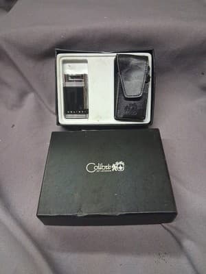 Calibri of London Chancellor Butane Cigarette Lighter Blk & Chrome