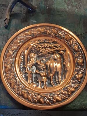 Vtg Coppercraft Guild Embossed BLACKSMITH Wall Plate, From Taunton, MA