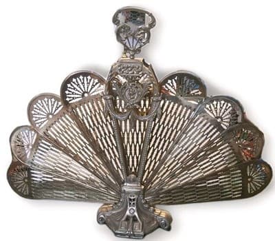 Vintage Victorian Gold Brass Fireplace Screen Cover Peacock Fan Folding 🦚