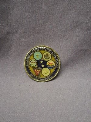 Hard-to-find "distressed color" commander's coin Naval Forces