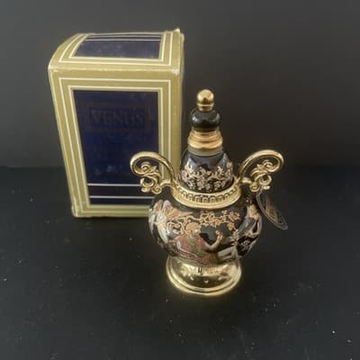 Greece handmade Venus perfume bottle black and gold empty excellent condtion