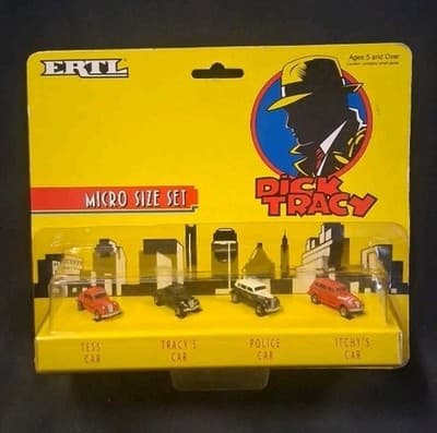 VINTAGE 1990 ERTL DICK TRACY MICRO SIZE SET DIE CAST CAR SET
